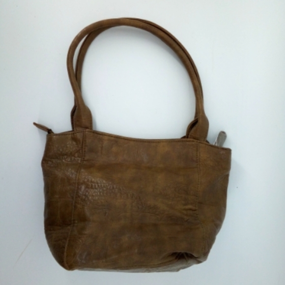 NWOT Vintage Brown Faux Crocodile Pendant Small Hobo Shoulder Bag - Picture 3 of 12